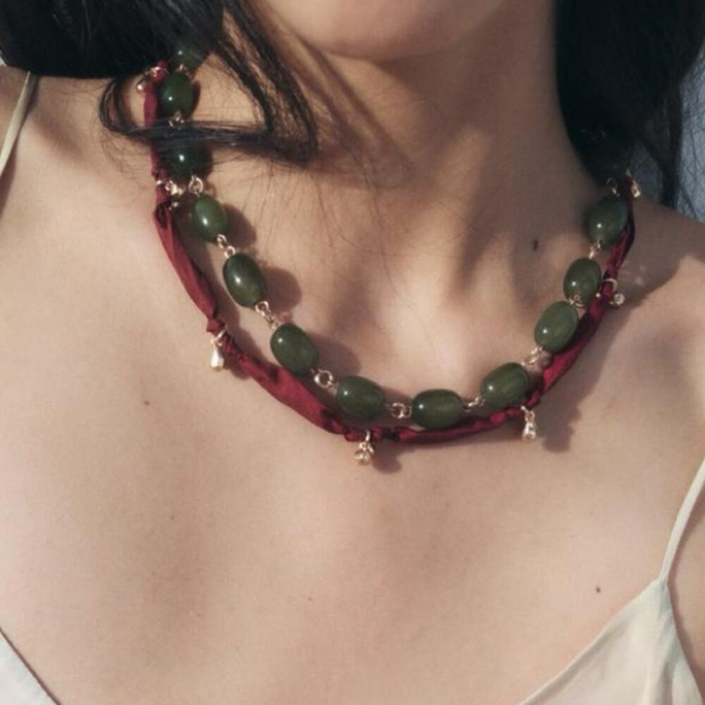 Nwt- Zara- PACK OF BEADED SILK NECKLACES